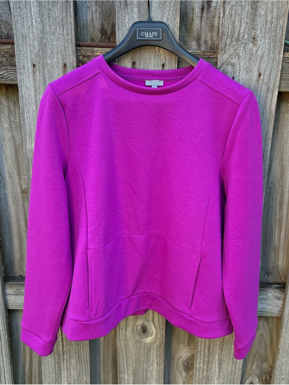 T By Talbots Women's Pleated Back Modern Pullover Size XL Purple-Pink Comfort